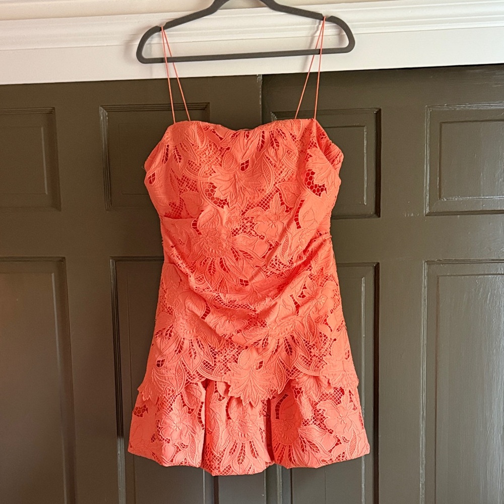 Ungaro Fever Coral Lace Mini Dress